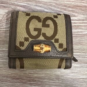 Gucci Jumbo GG Bamboo Canvas Leather Wallet🥰‼️🌟